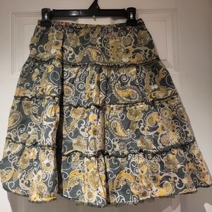 Floral Patterned Skirt in Gray and Yellow